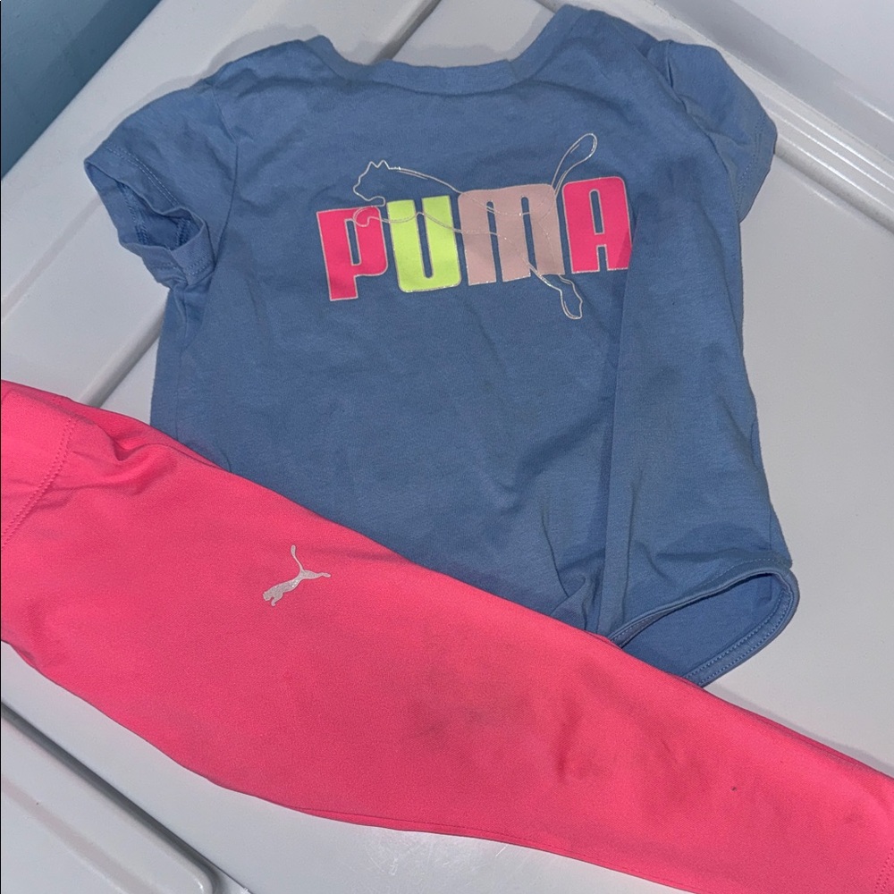 Puma Blue Tee and Pink Leggings Combo